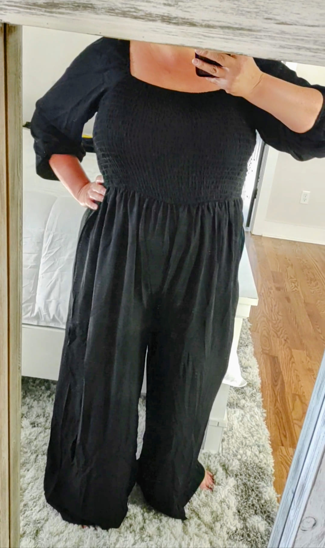 Smocked Jumpsuit Long Sleeve