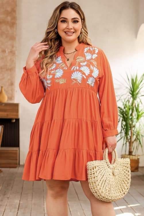 Orange Embroidered Dress
