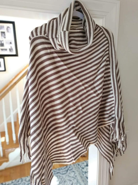 Soft Poncho with Stripes