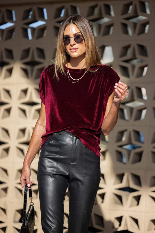 Burgundy Velvet Top