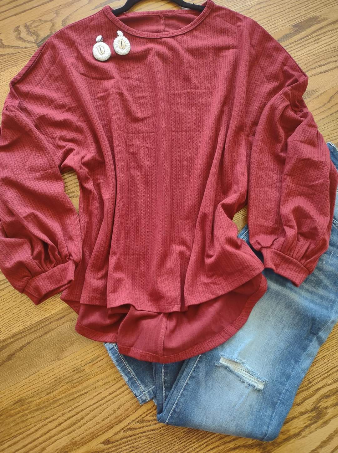 Puffy Long Sleeve Knit Top