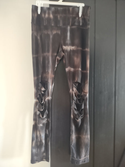 Tie Dyed Shredded Knee Leggings
