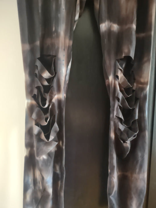 Tie Dyed Shredded Knee Leggings