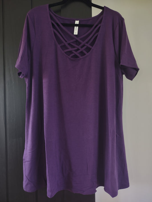 Purple Crisscross Short Sleeve