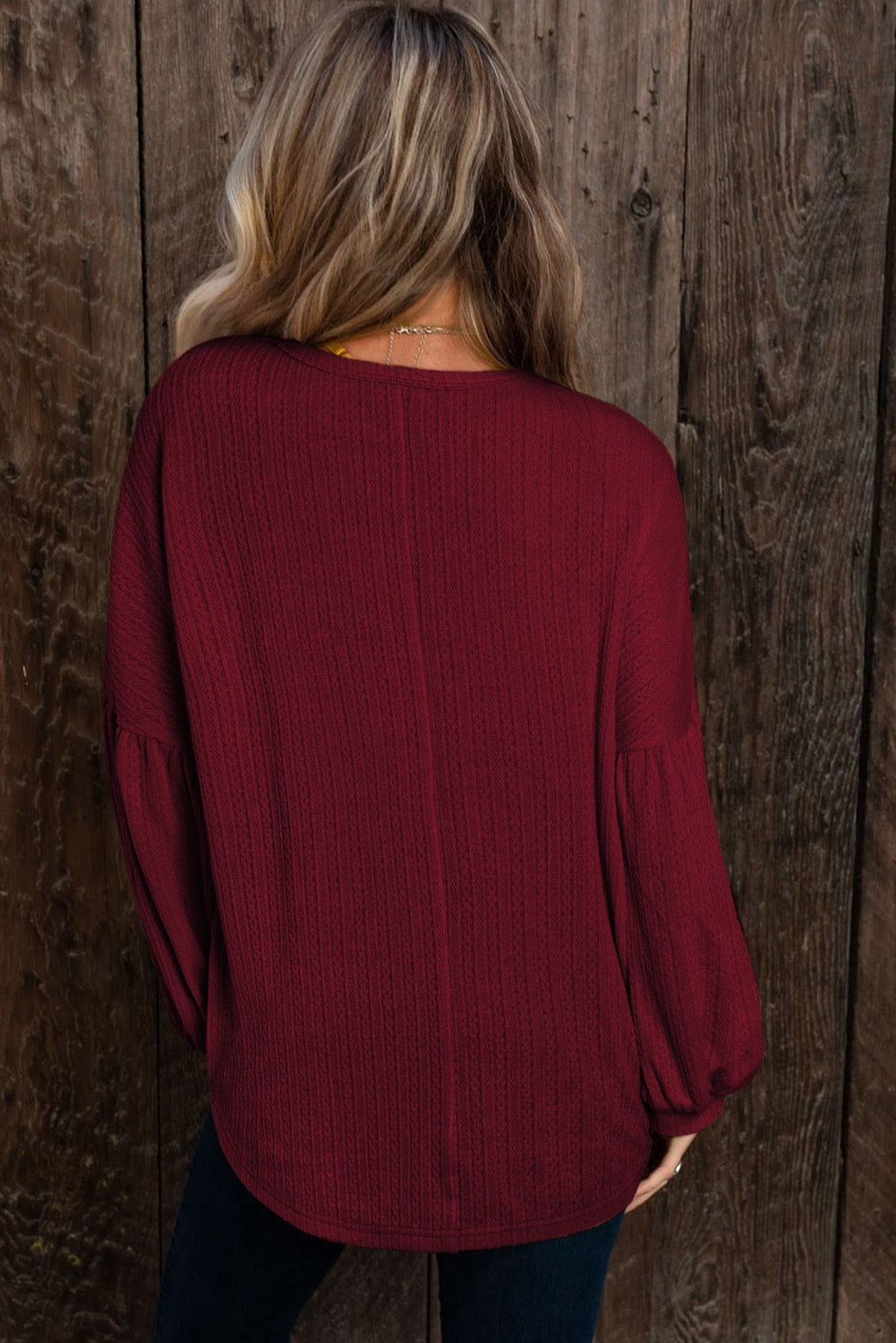 Puffy Long Sleeve Knit Top