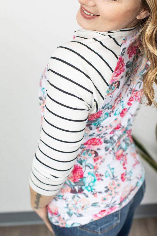 Ivory Floral 3/4 Sleeve