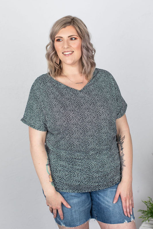 Micro-Cheetah Black & White Top