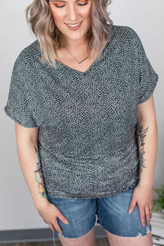 Micro-Cheetah Black & White Top