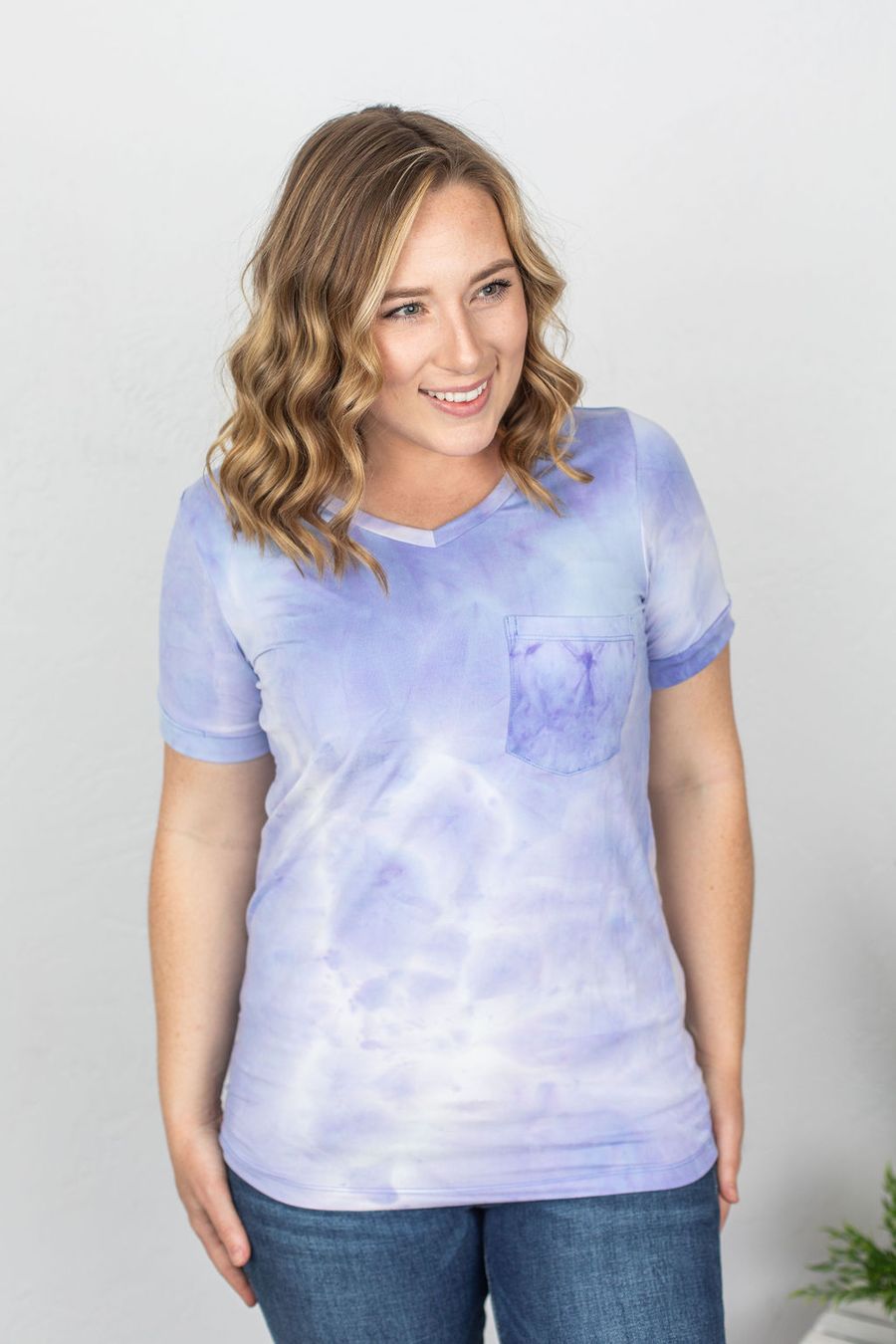 Classic V-neck Purple Pocket Tee
