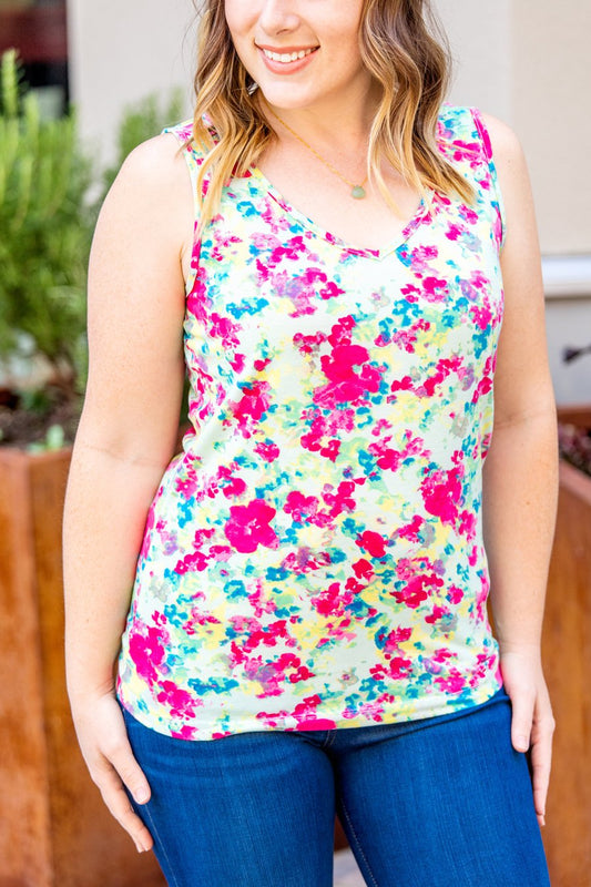 Crisscross Fuchsia Watercolor Tank