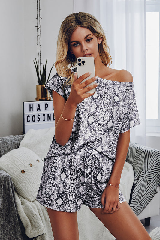 Snake 🐍 Print Lounge Set - Top & Shorts