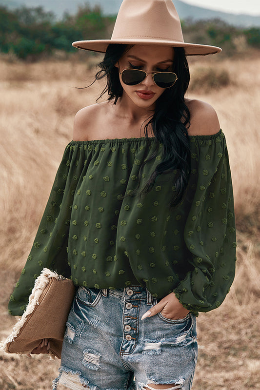 Olive Boho Off the Shoulder Top