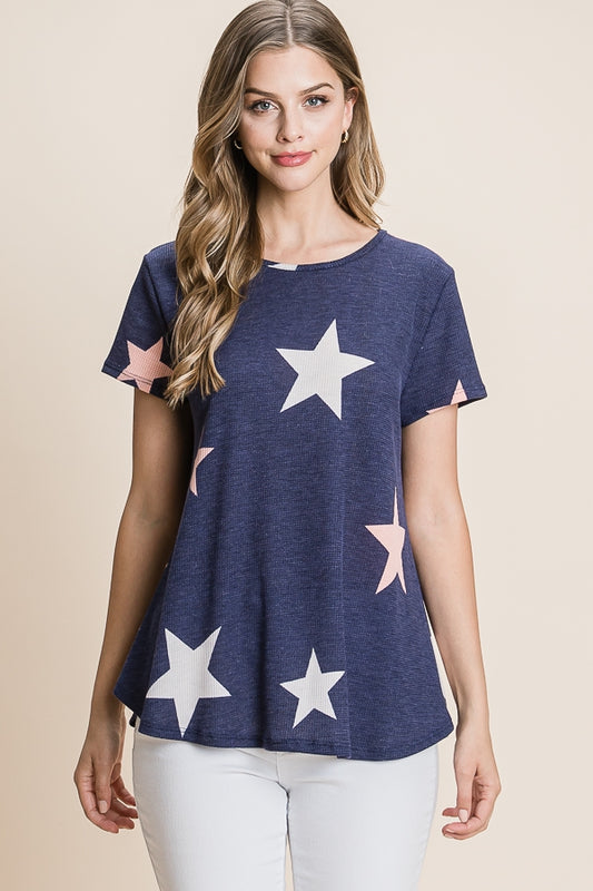 Navy Stars Top