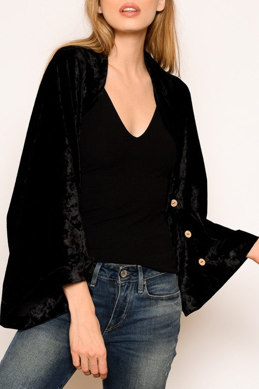 Bell Sleeves Velvet Jacket
