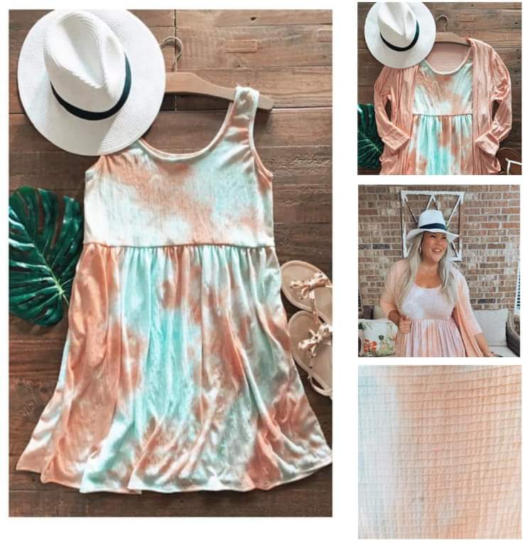 Peach & Seafoam Babydoll Dress