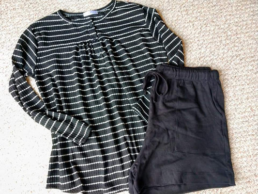 Black & White Striped Waffle Knit