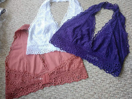 Purple Lace Halter Bralette
