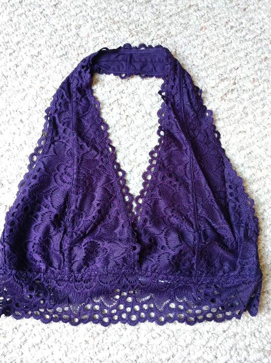 Purple Lace Halter Bralette