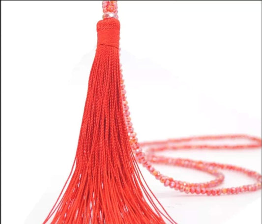 Boho Bead and Tassel Necklace