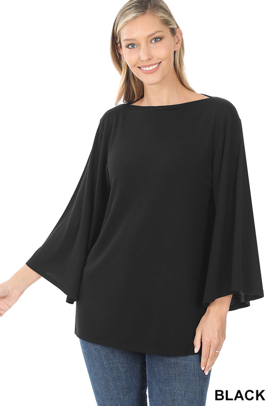 Lightweight Sweater Bell Sleeve Top