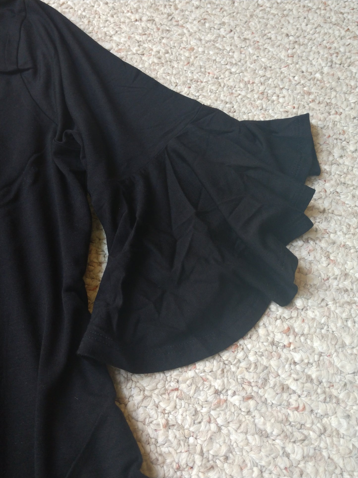 Classic Black Top with Short Bell Sleeves