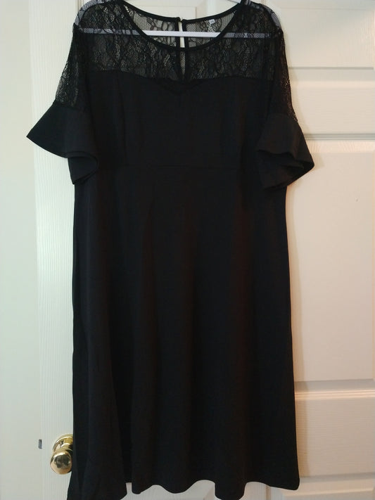 Lace & Bell Sleeve Black Dress