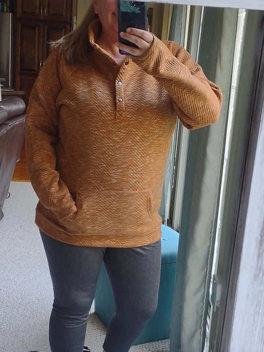 Gold Pullover with Pockets and Buttons