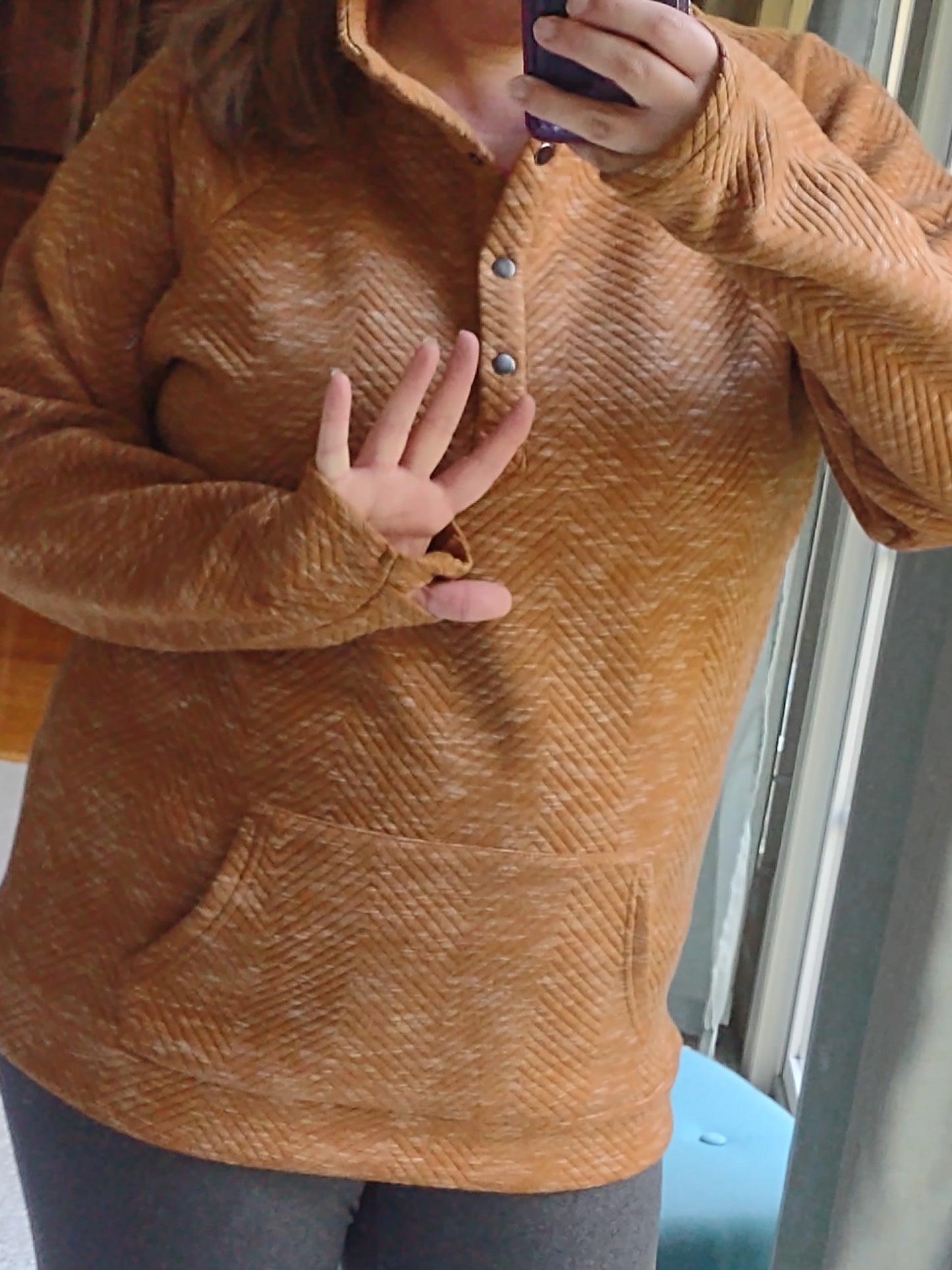 Gold Pullover with Pockets and Buttons