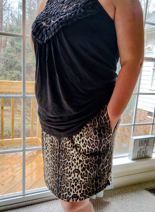 Animal Print Skirt with Pockets