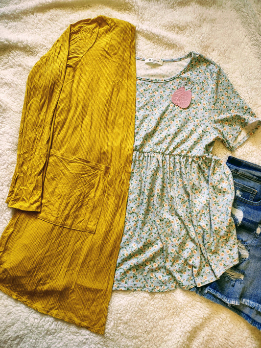 Mustard Lightweight Ribbed Cardigan