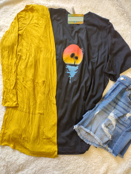 Mustard Lightweight Ribbed Cardigan