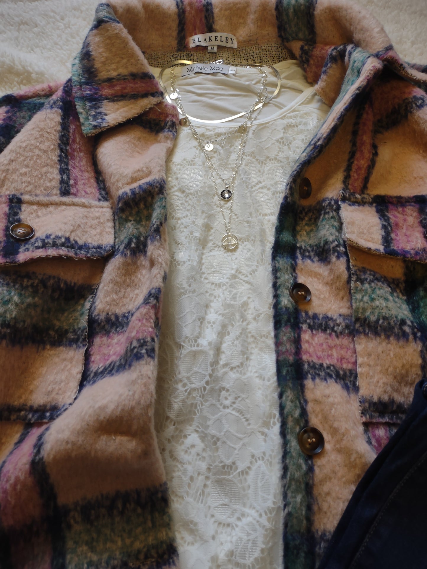 Lace Front Off-White Top