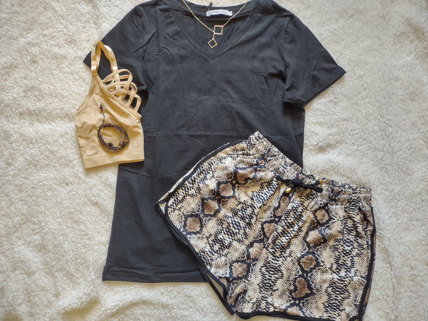 Snake Print Drawstring Shorts