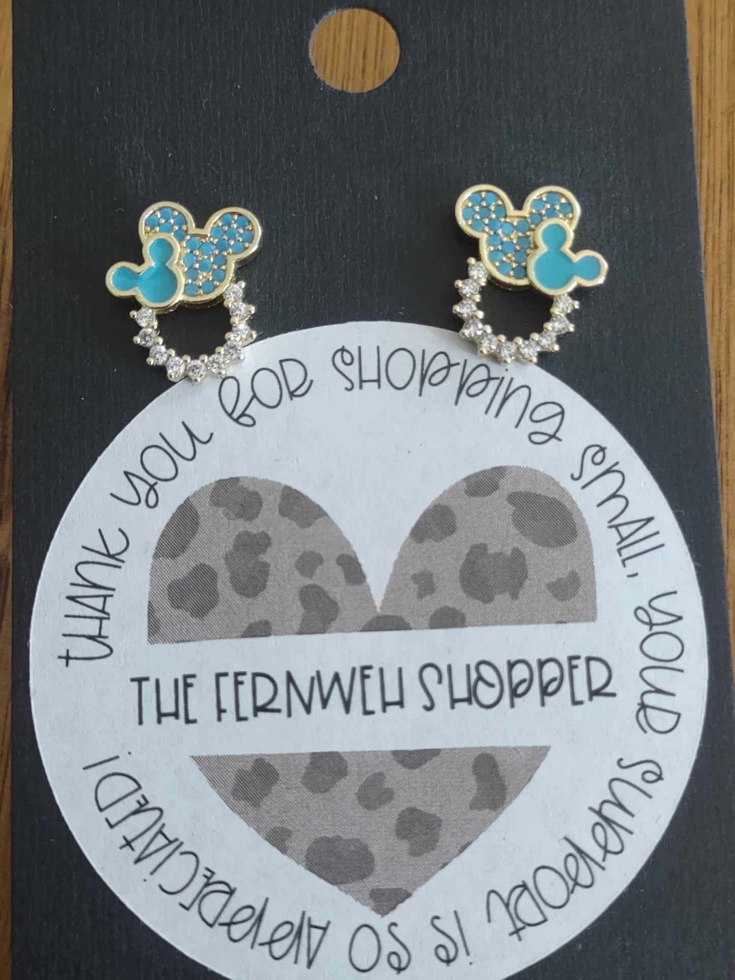 Turquoise and Gold Mouse Earrings