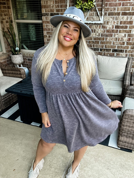 Vintage Blue Henley Dress