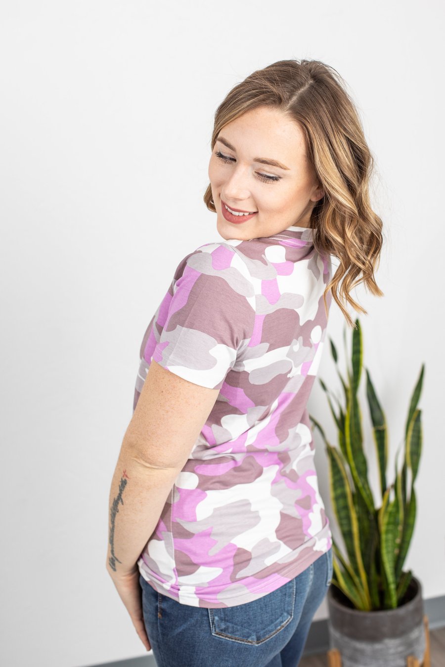 Olivia Tee - Pink Camo