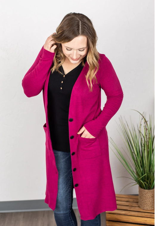 Long Magenta Cardigan