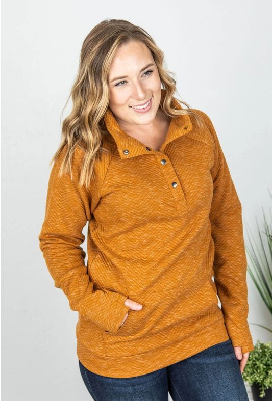Gold Pullover with Pockets and Buttons