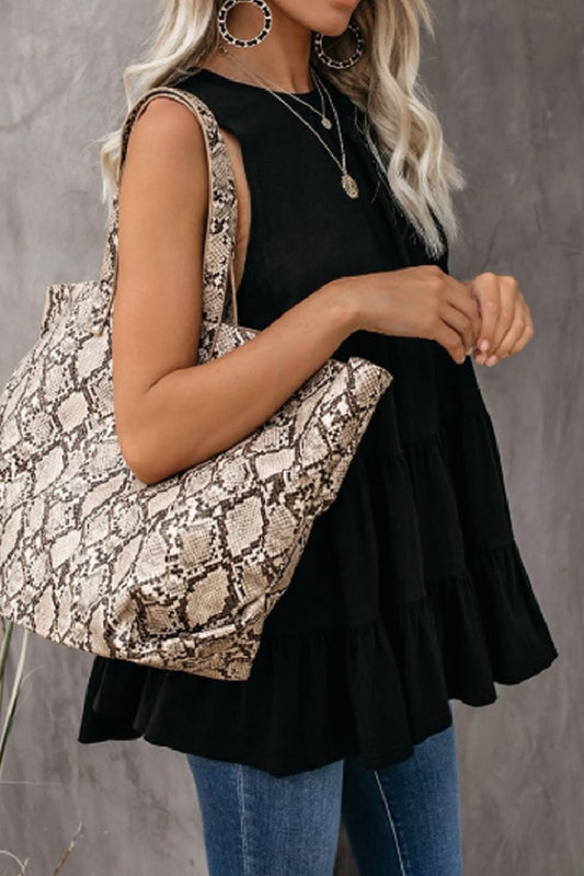 Round Neck Ruffled Black top