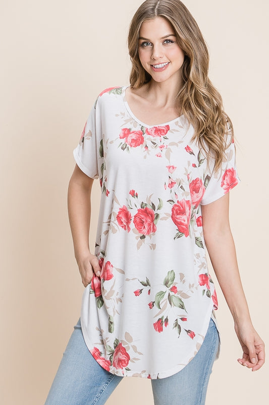 Floral & Ivory Loose Fit Tunic