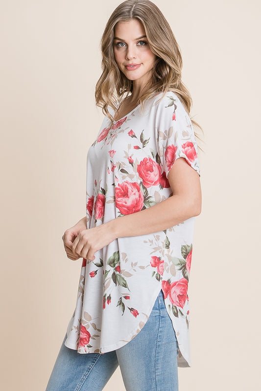 Floral & Ivory Loose Fit Tunic