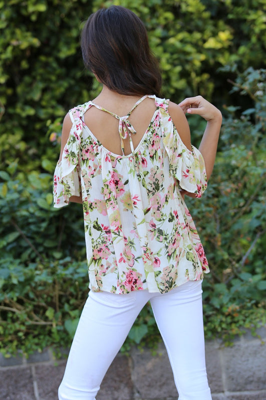 Cold Shoulder Floral Top