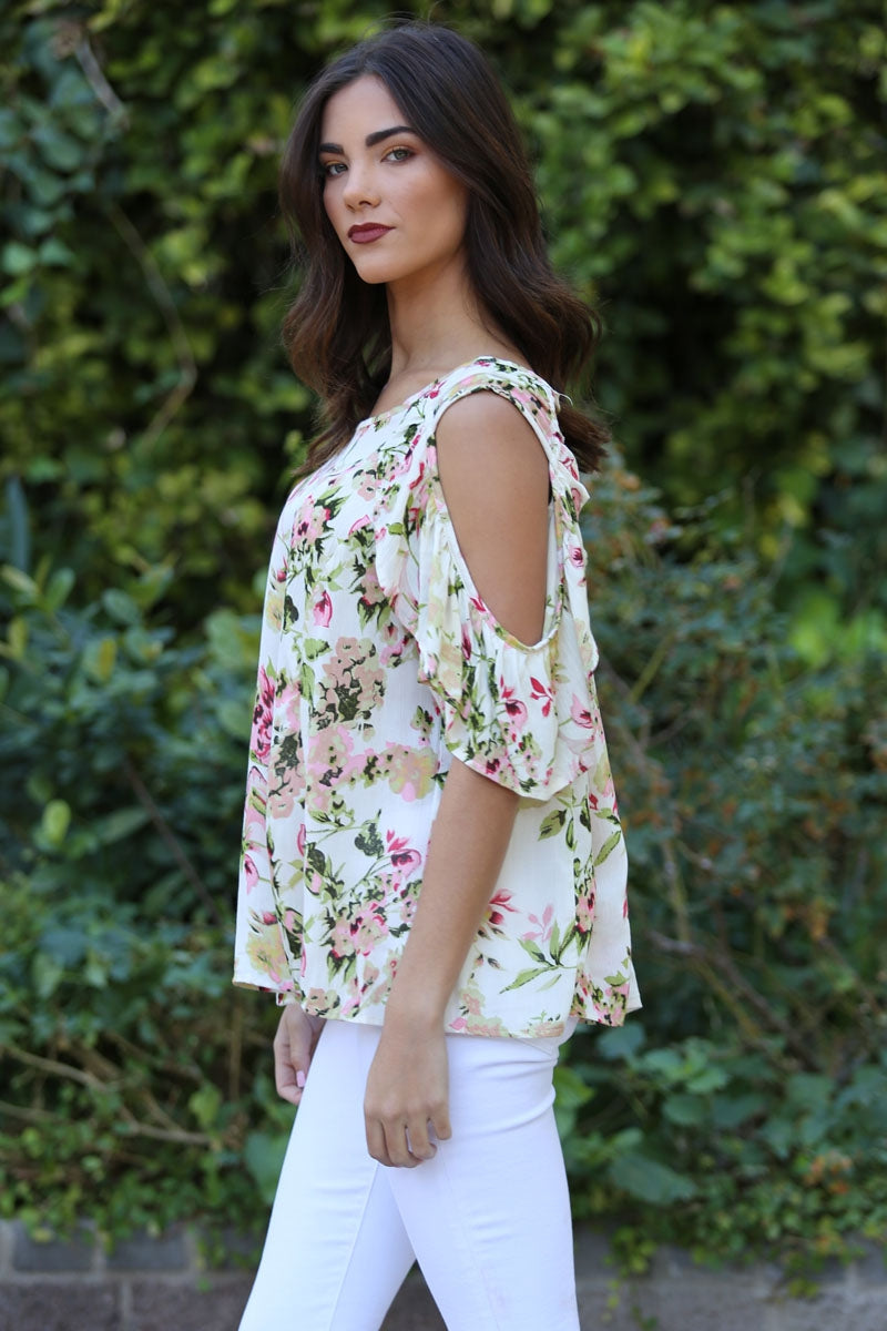 Cold Shoulder Floral Top