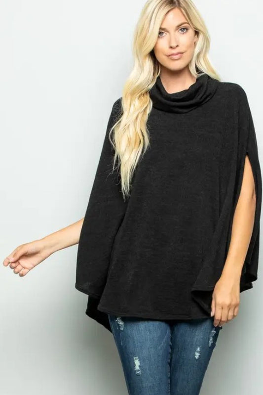 Black Cape with Turtleneck