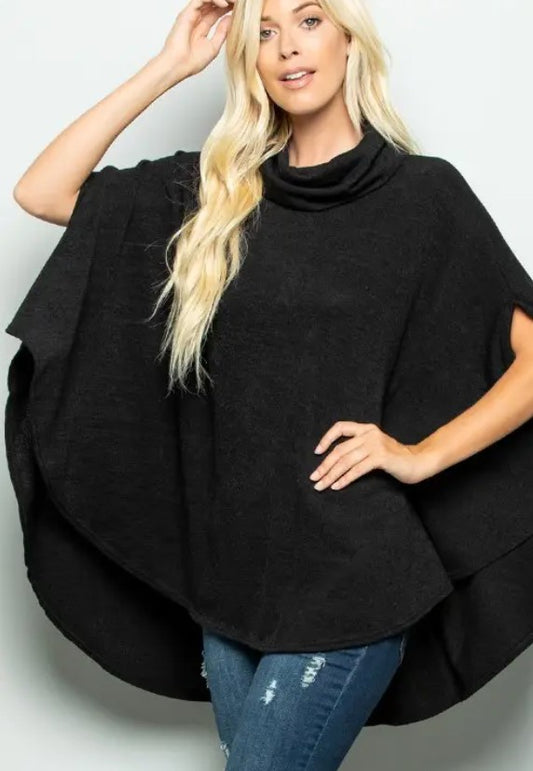 Black Cape with Turtleneck