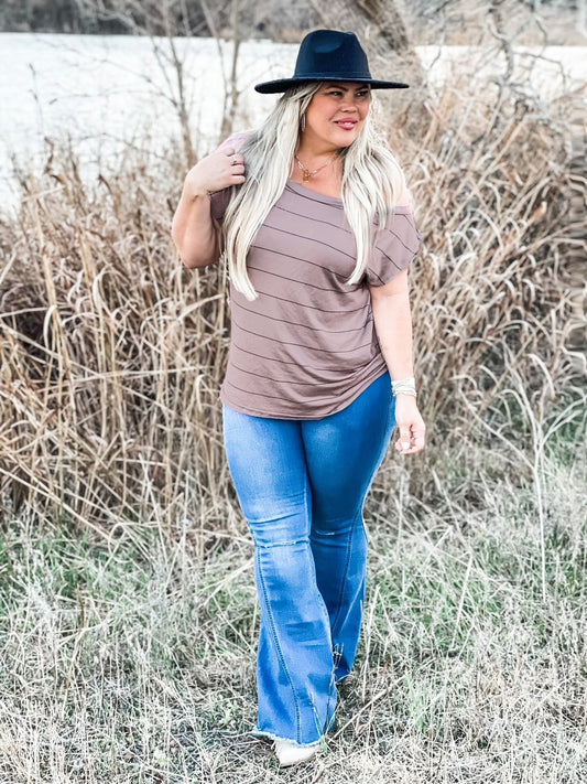 Dylan Off-Shoulder Stripe Top