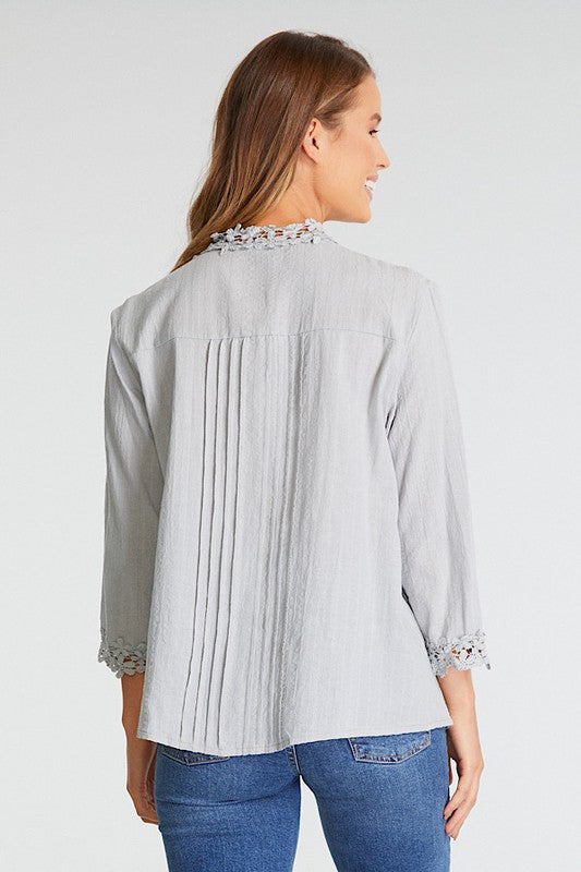 Light Gray Sweet Mary Crochet Lace Top