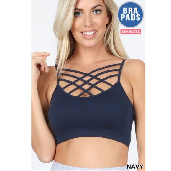 Choose Your Color -Padded Bralette with Crisscross