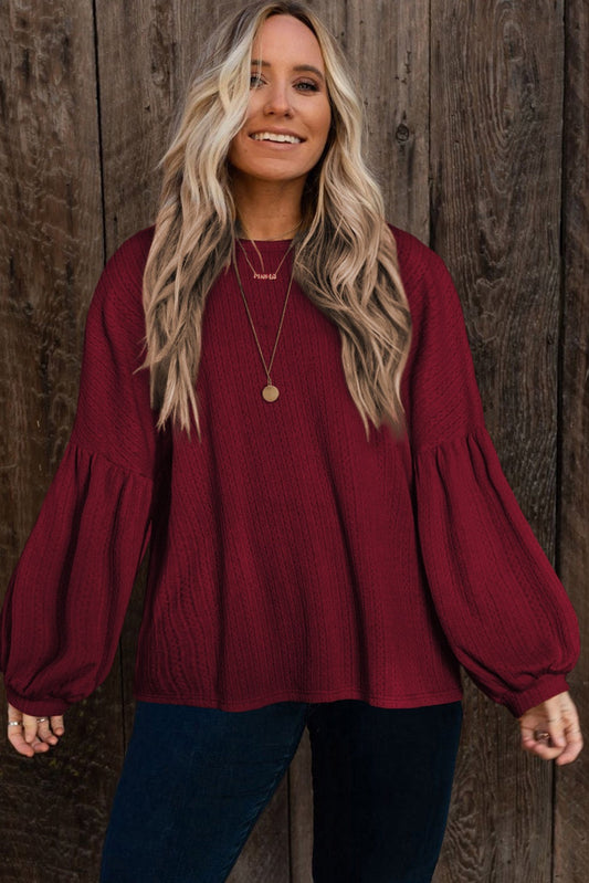 Puffy Long Sleeve Knit Top