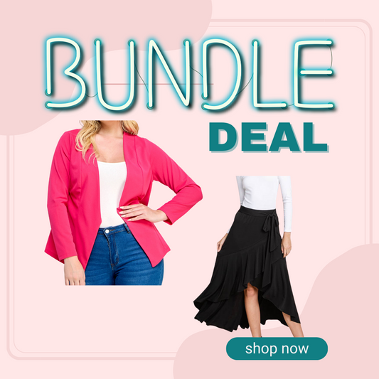 Pink Blazer & Black Ruffle Skirt Bundle